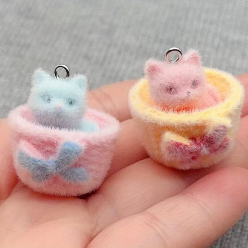 Jewelry Making Earrings - 4 stuks 3D pluche hars kattenhangers,