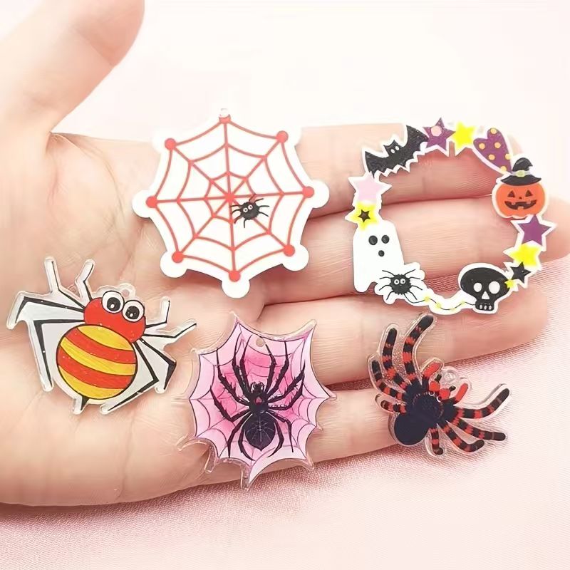 Jewelry Making Earrings - 10 stuks acryl Halloween spinnenhanger, DIY