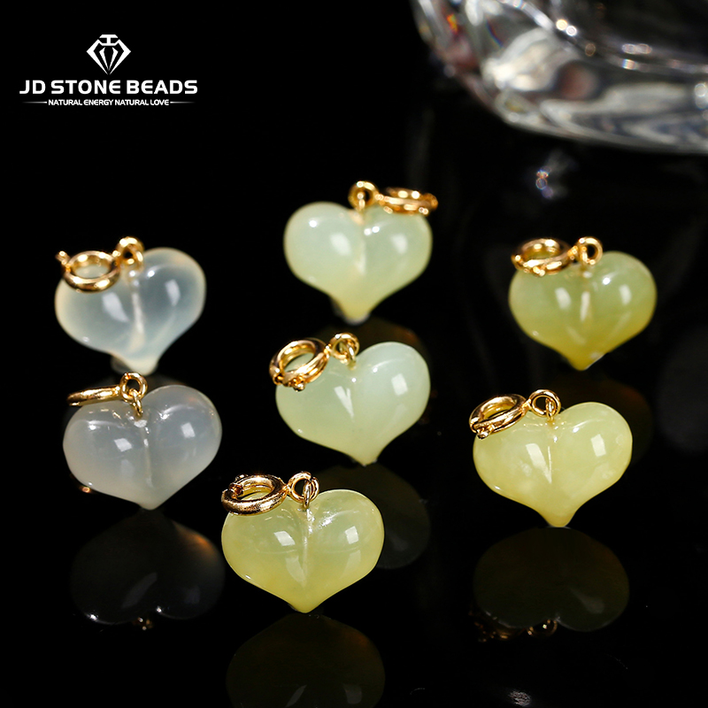 Jewelry Making Light - 1 Pc Natuursteen Lichtgroen Jade Hartvorm