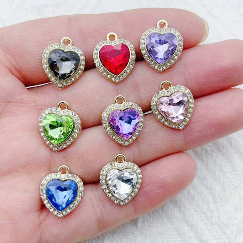 Jewelry Making Earrings - 10 stuks hartvormige ingelegde kleurrijke edelsteen