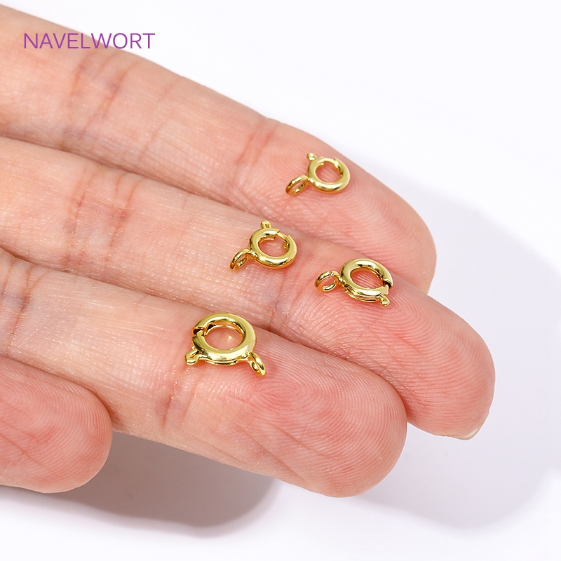 Jewelry Making Metal Supplies - 14K/18K vergulde messing veerclips, 5/5,5/6/7mm ronde