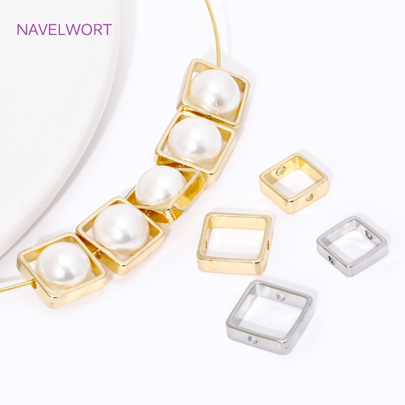 Jewelry Making Items - 14K/18K Vergulde Kraal Frames, Vierkant Frame