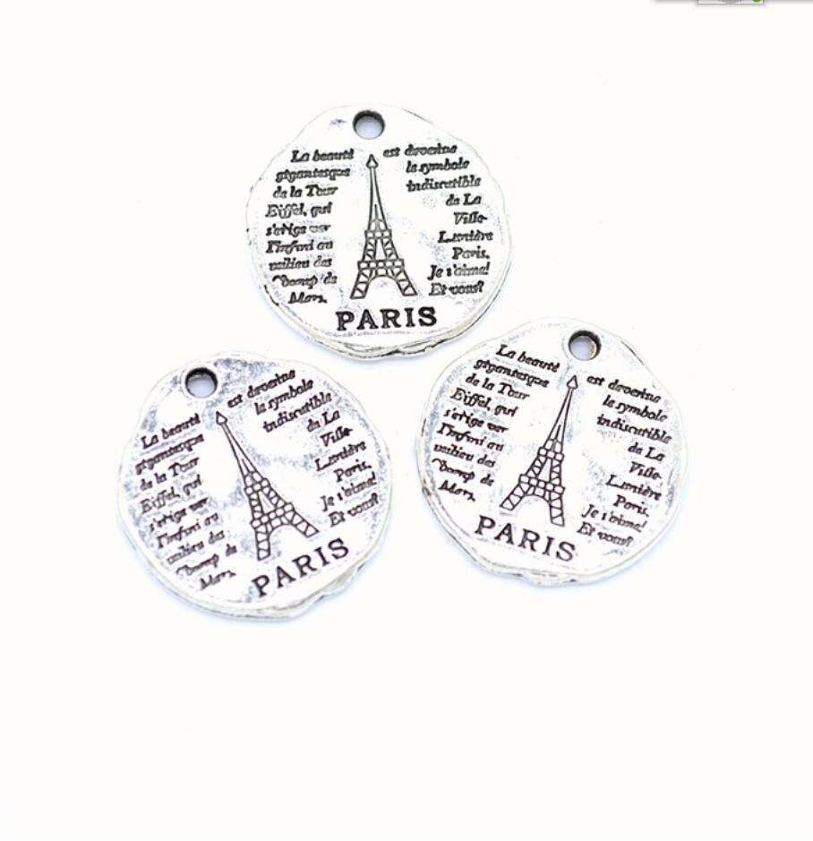 Jewelry Making Paris - 5pcs Charms Parijs Eiffeltoren Ronde 20*19mm