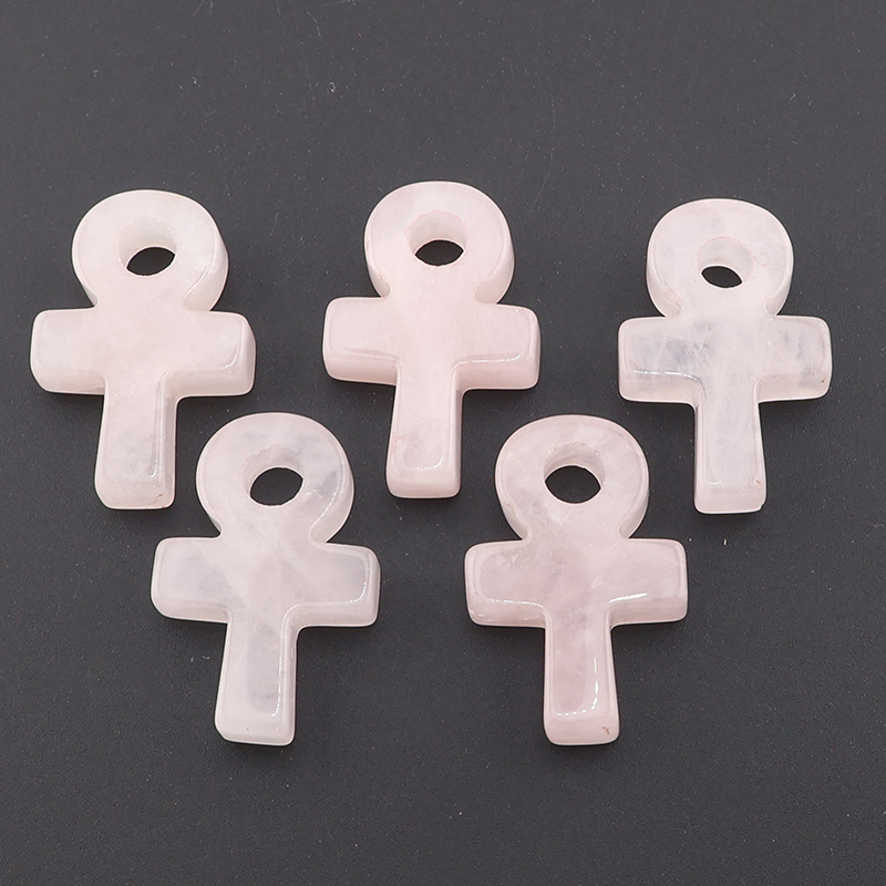 Jewelry Making Michaels - Rozenkwarts Ankh Kruis Hanger Levenssymbool Roze