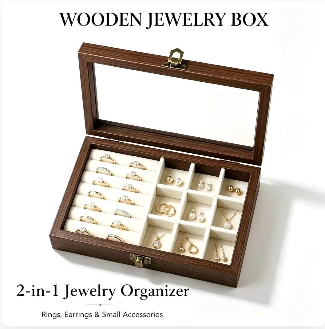 Jewelry Making Organizer Box - Slaapkamer bureau organizer van walnootpatroon fluweel,