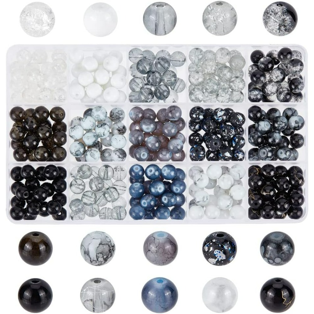 Jewelry Making Course - 300 stks 8mm Zwart Glaskralen 15