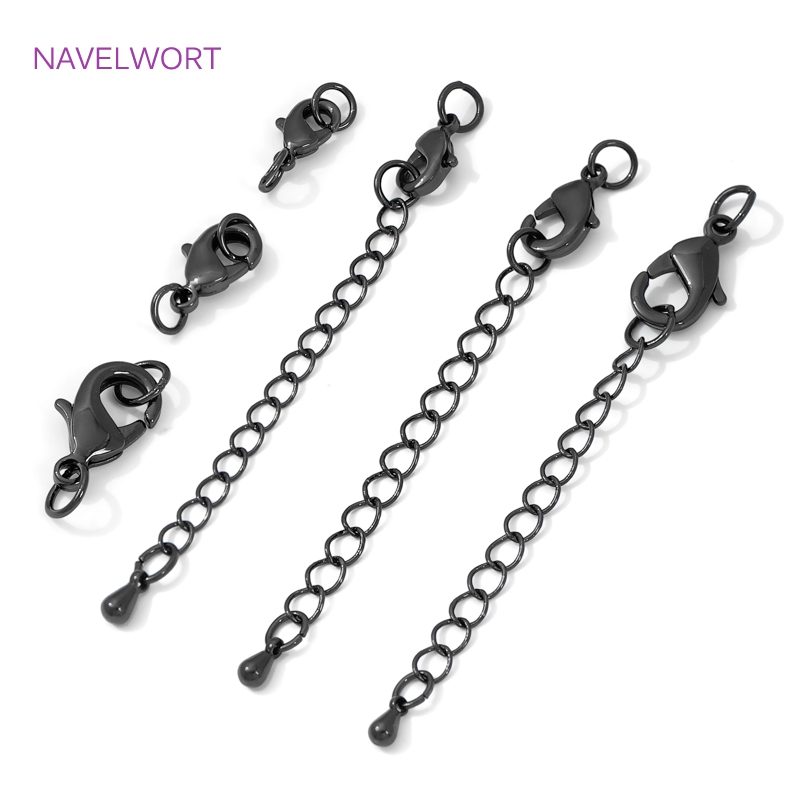 Jewelry Making Metal Supplies - Zwarte kleur messing karabijnsluiting en verlengketting,